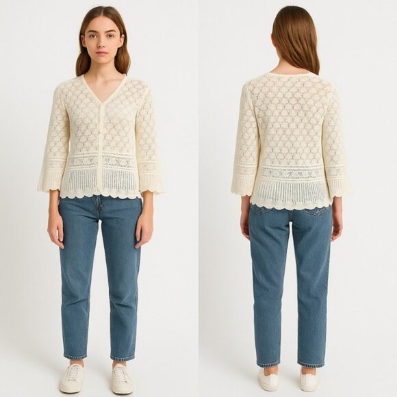Vintage April Cornell Lace Crochet Cardigan - Picture 1 of 7